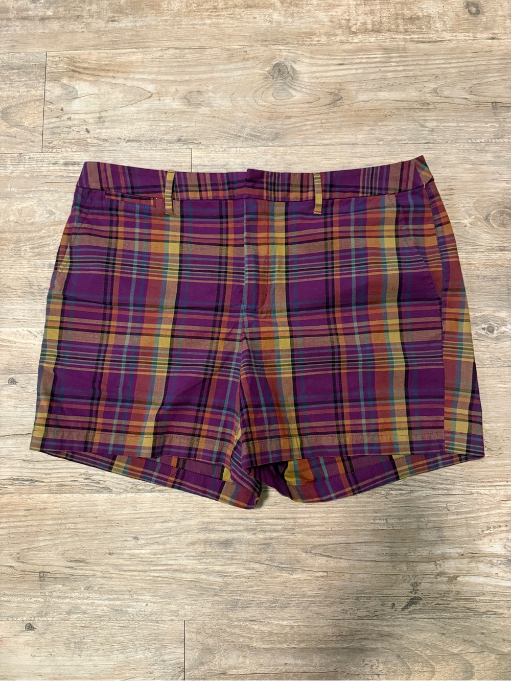a new day Women's Plaid Shorts in Purple and Gold